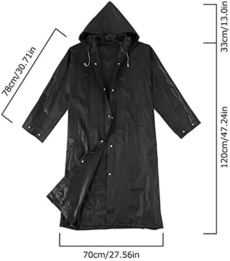 2 Pack Portable Rain Ponchos for Adults Reusable, Raincoats for Women Men with Hood