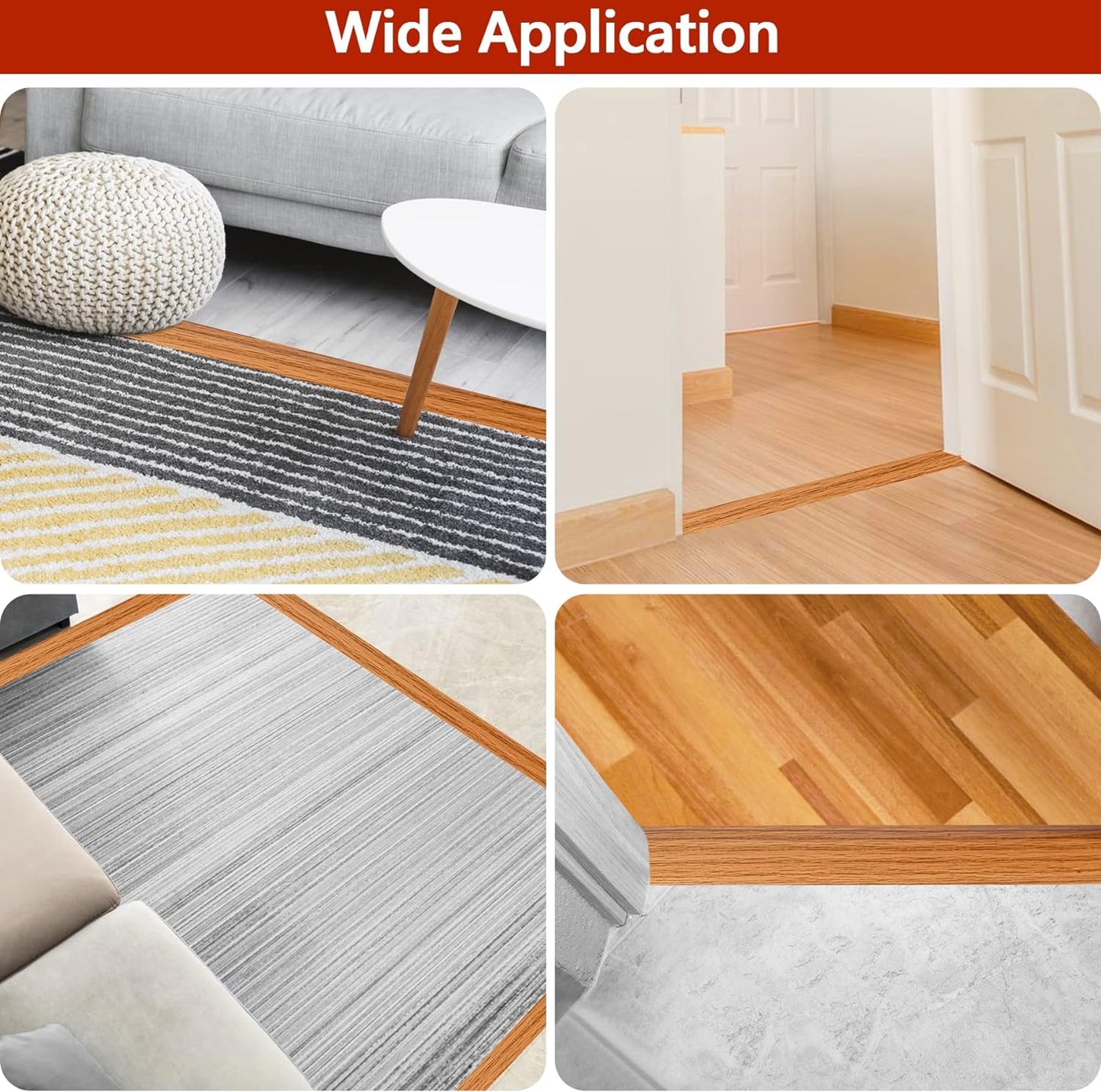 10Ft Floor Transition Strip Self Adhesive Carpet to Tile Floor Edging Trim PVC Threshold Strips, Peel and Stick Floor Joining Strip Suitable for Threshold Height Less than 5Mm (Light Brown Coffee)