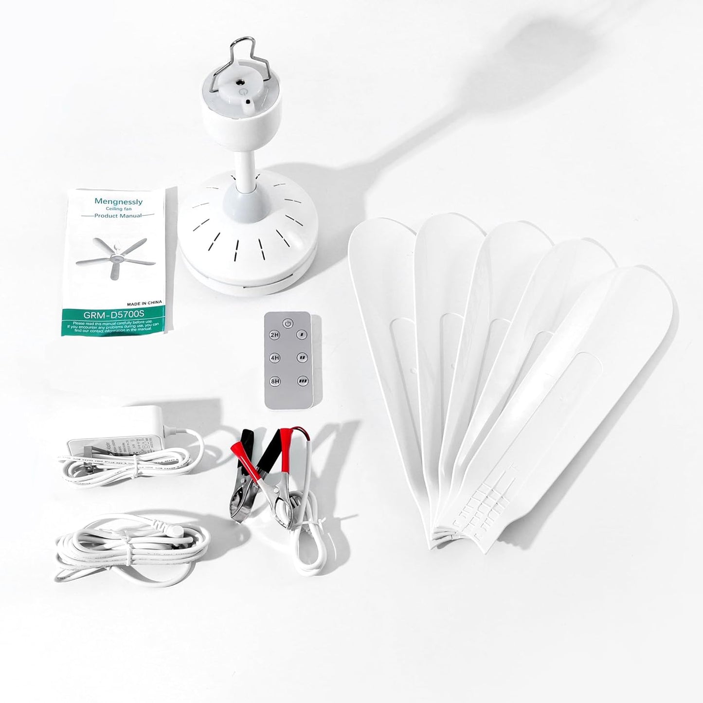 28" Inch Ceiling Fan AC 110V/DC 12V Indoor Outdoor Gazebo Electric Fans for Tent with Remote Control Portable Hanging Plug in No Light White Bedroom Porch Quiet Small Room RV Garage Dorm