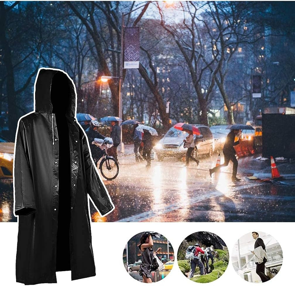2 Pack Portable Rain Ponchos for Adults Reusable, Raincoats for Women Men with Hood