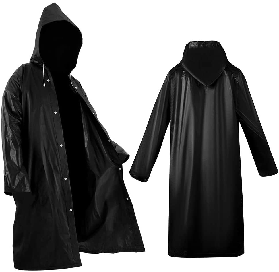 2 Pack Portable Rain Ponchos for Adults Reusable, Raincoats for Women Men with Hood