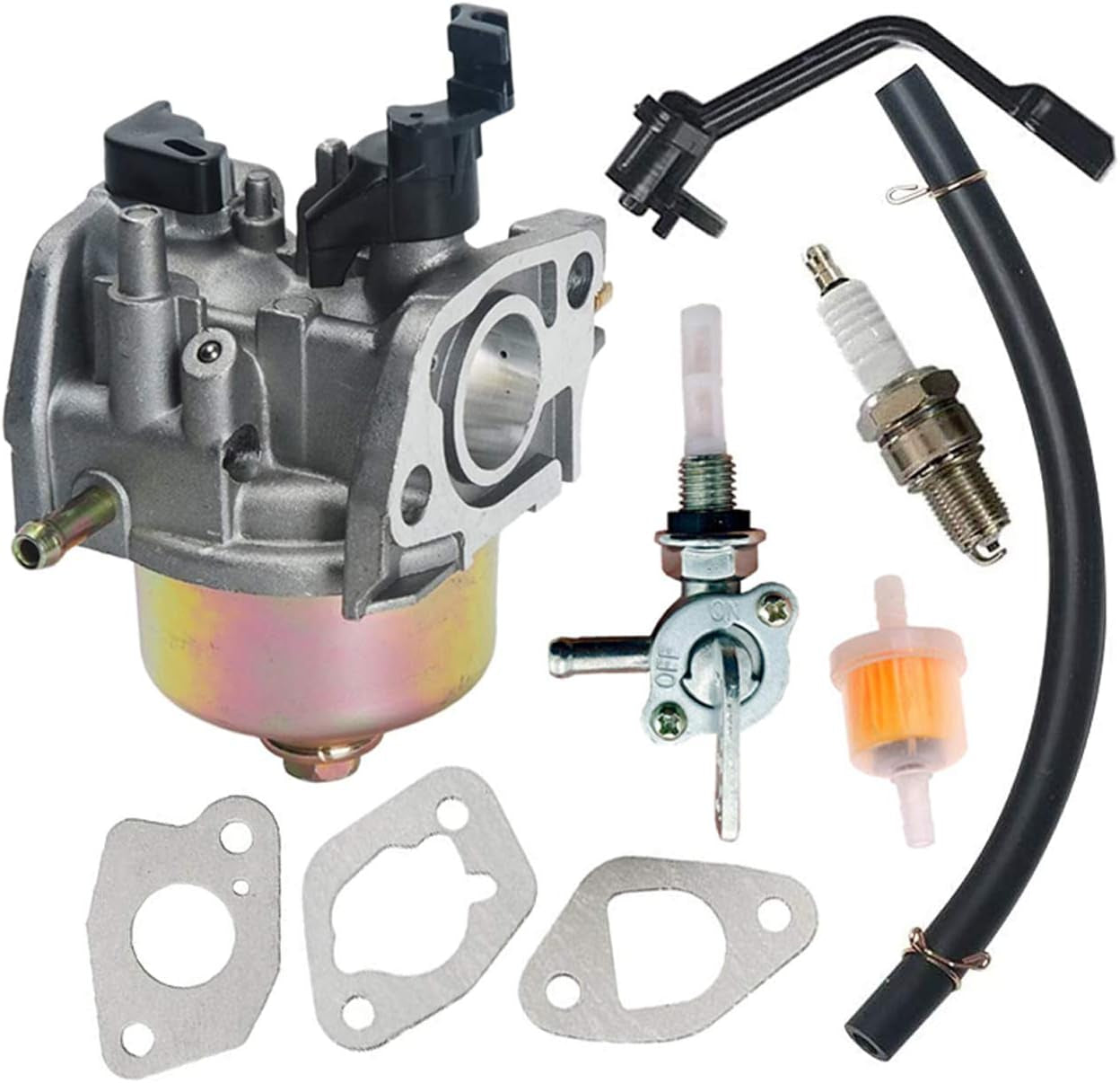 Carburetor for Champion Power Equipment 3500 4000 Watts Gas Generator Engine Carb with Fuel Tank Shut off Valve Spark Plug Kit