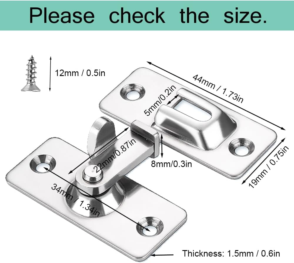 Mini Size 90 Degree Door Latch Sliding Door Lock Screen Door Latch Pocket Door Latch