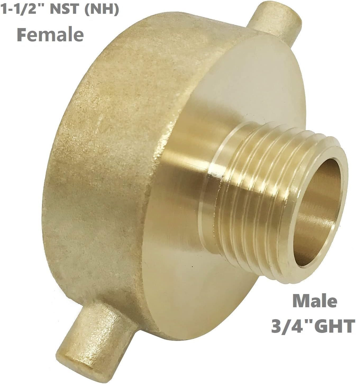 1-1/2" NST (NH) Female X 3/4" GHT Male Brass Fire Hydrant Adapter with Pin Lug Brass Fire Equipment Brass Hydrant to Garden Hose Adapter