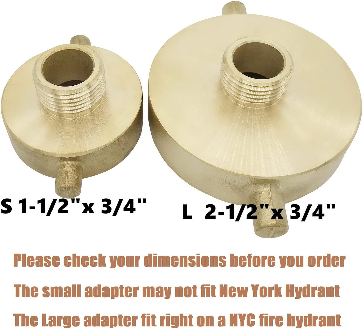 1-1/2" NST (NH) Female X 3/4" GHT Male Brass Fire Hydrant Adapter with Pin Lug Brass Fire Equipment Brass Hydrant to Garden Hose Adapter