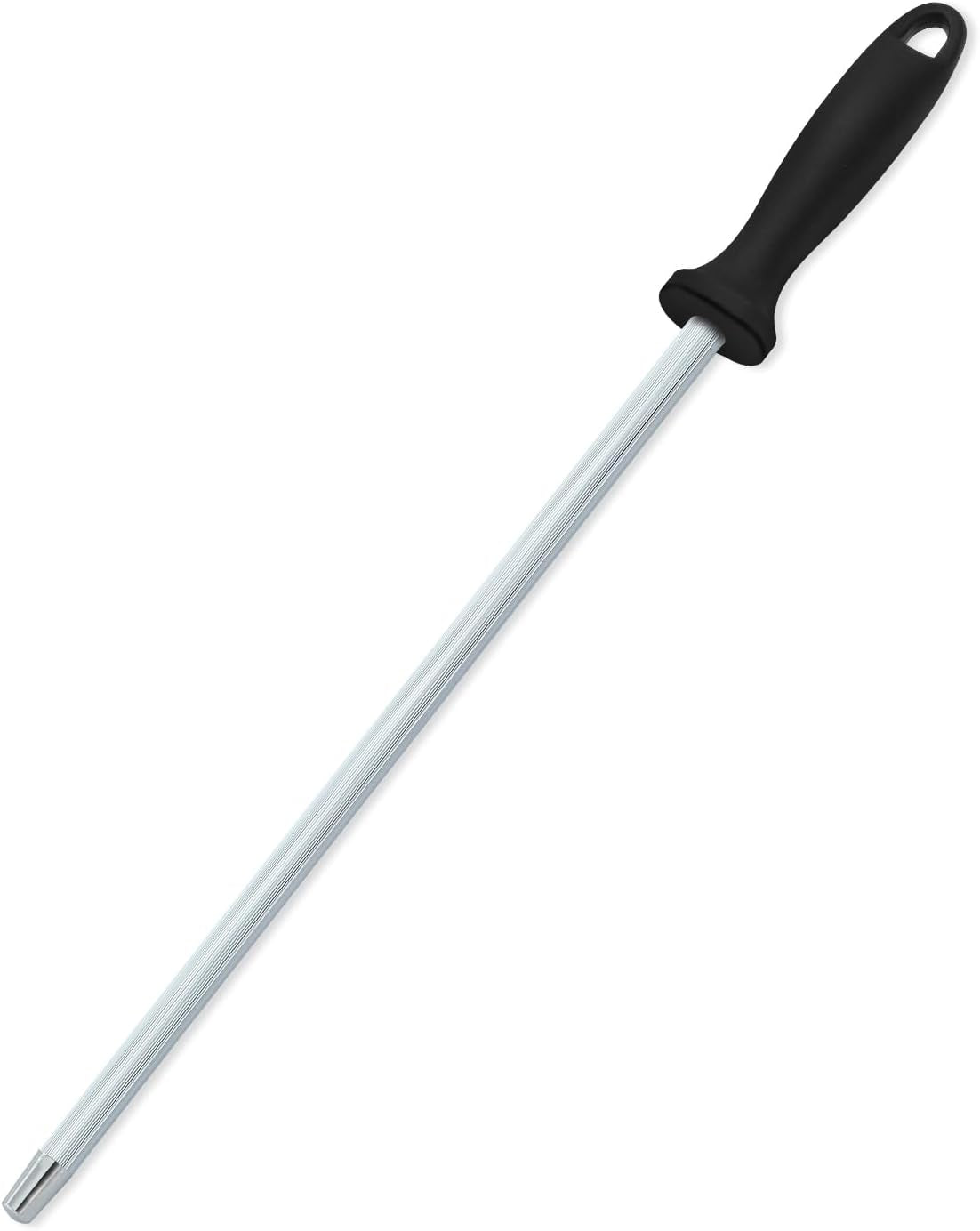 Knife Sharpener Rod (12 Inch), Professional Honing Rod, Premium Carbon Steel Knife Sharpening Steel, Honing Steel for Kitchen Knives, Ceramic and Steel Knives, Black Knife Sharpening Rod