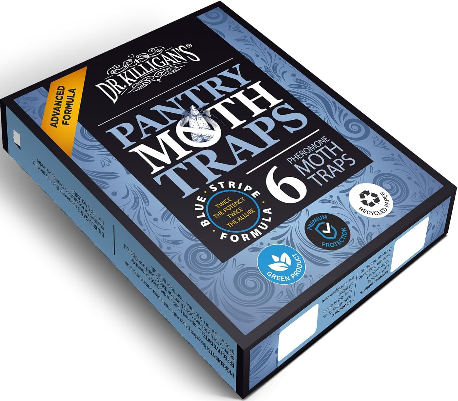 Premium Double Potent Pantry Moth Traps with Pheromones Prime, Indian Meal Moth Traps for House, How to Get Rid of Moths in House (6 Count, Blue)