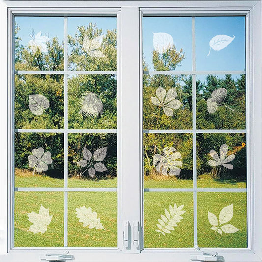 Window Decals for Bird Strikes,52 Pieces Large Leaf Shape anti Collision Window Stickers