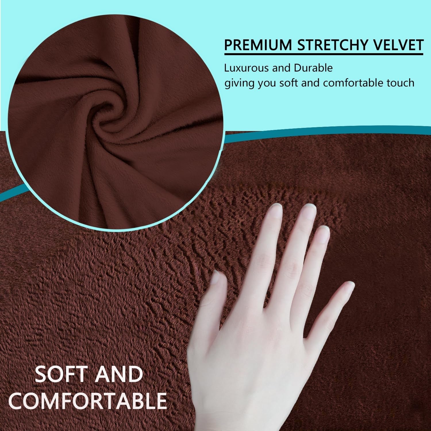 Velvet Sofa Covers Stretch Couch Covers for 3 Cushion Couch Furniture Protector Sofa Slipcover (Large, Chocolate)