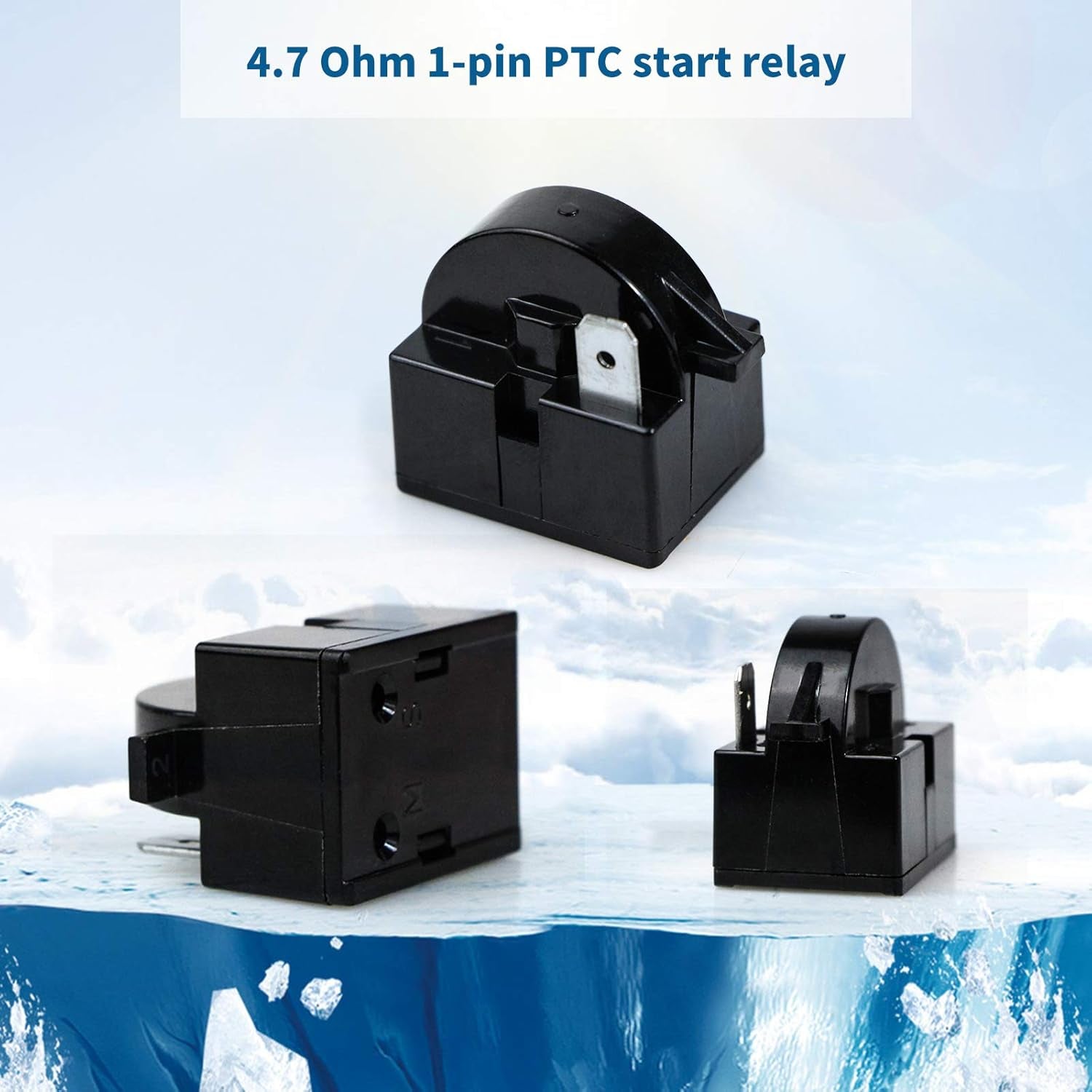 4 PCS 1 Pin Refrigerator Starter Relay,Qp2-4.7/4R7 Relay,1 Pin Refrigerator Starter Relay and 6750C-0005P Refrigerator Overload Protector,Compatible with LG Refrigerator Compressor,Freezers