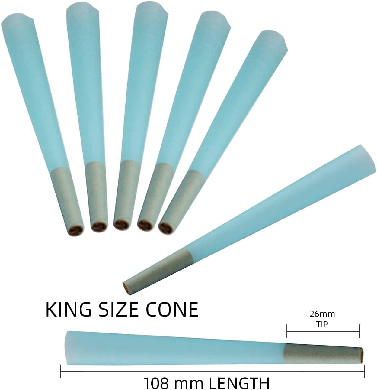 Pre Rolled Cones | Classic King Size Cones |100 Pack（4.2Inches/108Mm）| Pre-Rolled Cones | Pre Rolls | Rolling Papers Cones | Rolling Paper with Tips | Blue Rolling Paper|