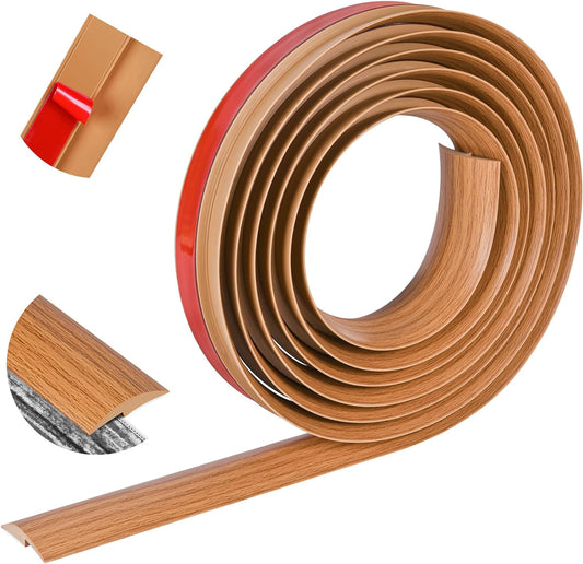 10Ft Floor Transition Strip Self Adhesive Carpet to Tile Floor Edging Trim PVC Threshold Strips, Peel and Stick Floor Joining Strip Suitable for Threshold Height Less than 5Mm (Light Brown Coffee)