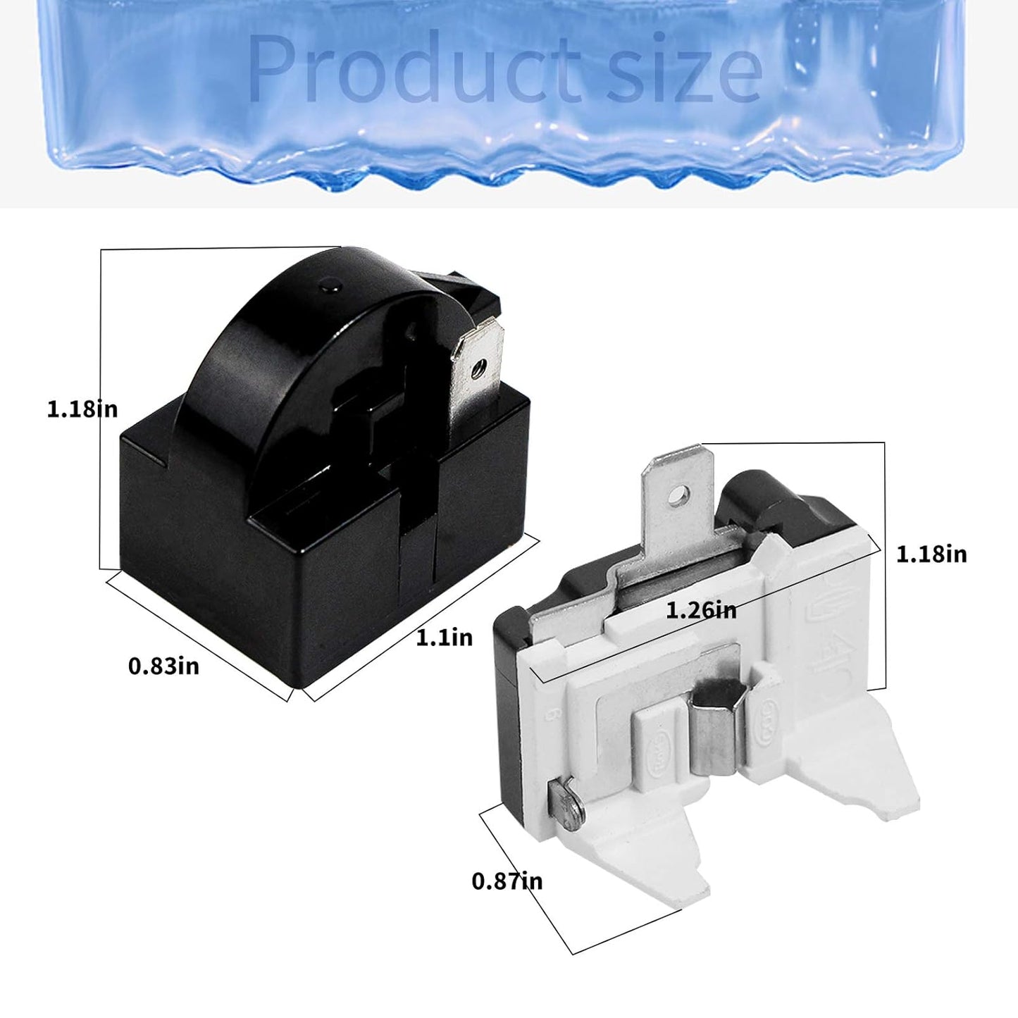 4 PCS 1 Pin Refrigerator Starter Relay,Qp2-4.7/4R7 Relay,1 Pin Refrigerator Starter Relay and 6750C-0005P Refrigerator Overload Protector,Compatible with LG Refrigerator Compressor,Freezers